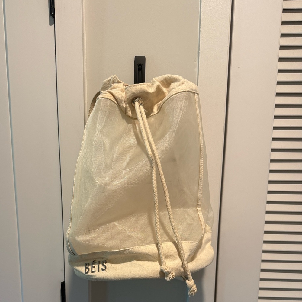 BEIS Cream Mesh Backpack